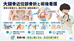 大腿骨近位部骨折と術後看護：骨折の背景から脱臼予防・退院支援まで